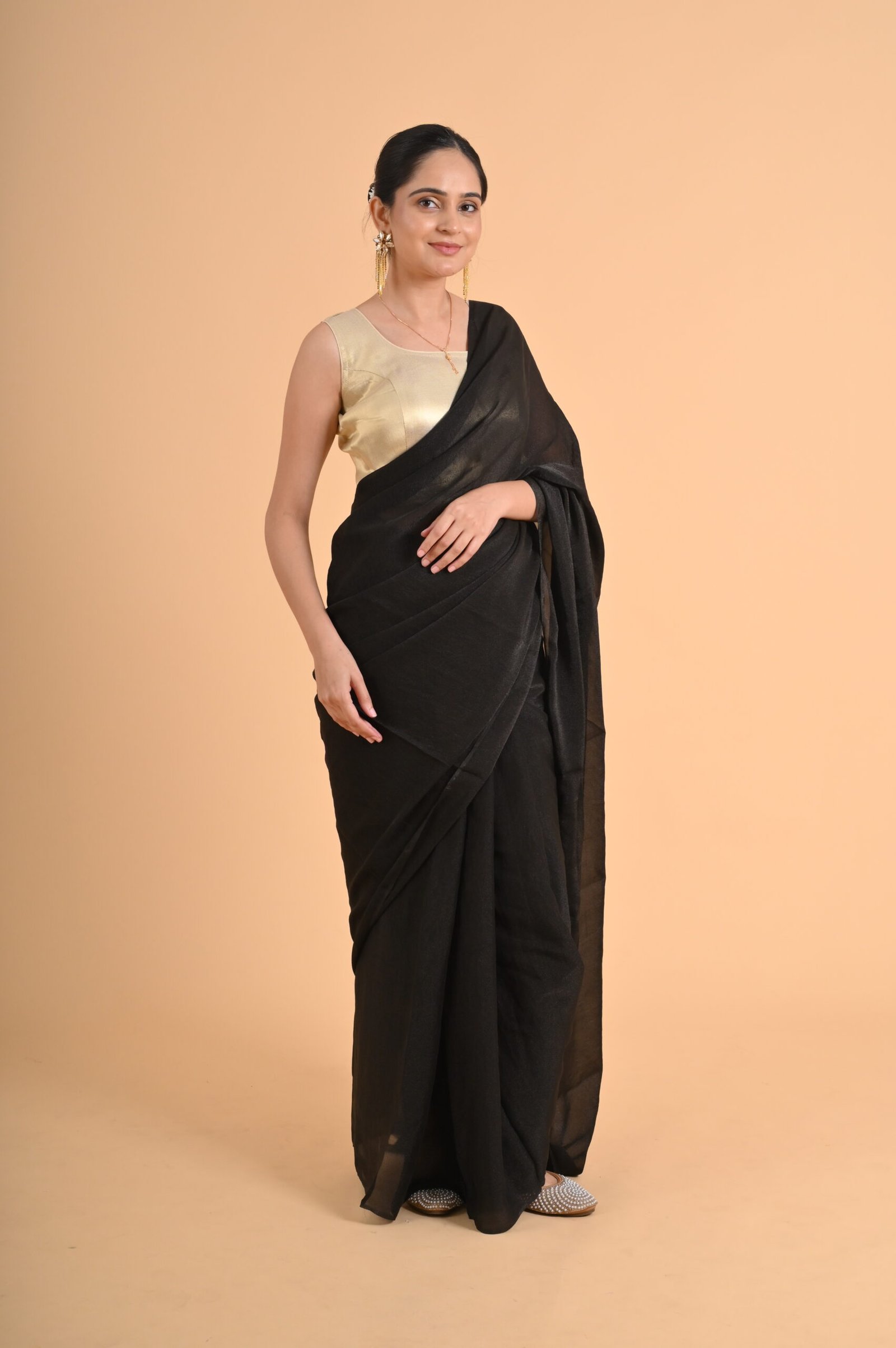 PURE BANARASI(ROUND NECK) +COSMOS SAREE - Image 3