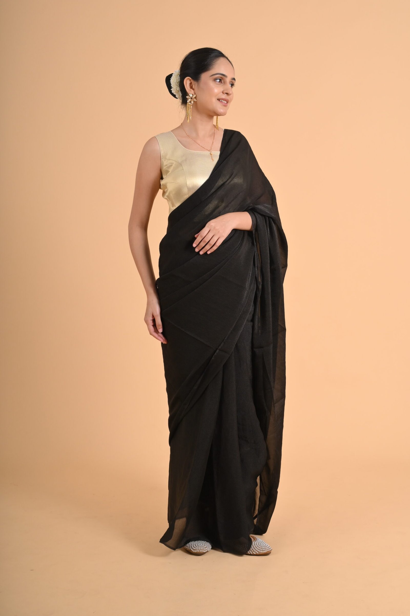 PURE BANARASI(ROUND NECK) +COSMOS SAREE - Image 4