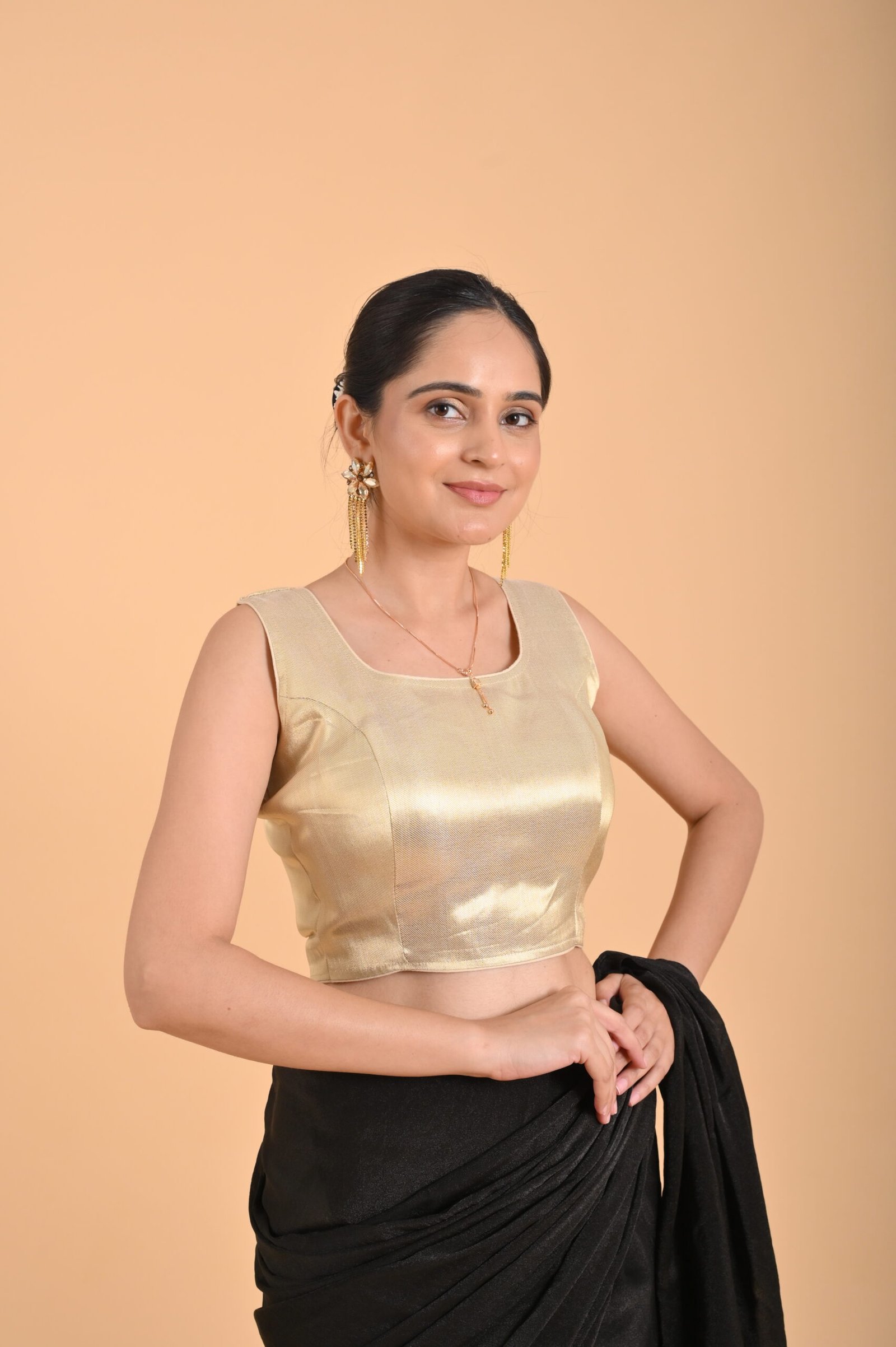 PURE BANARASI(ROUND NECK) +COSMOS SAREE - Image 5