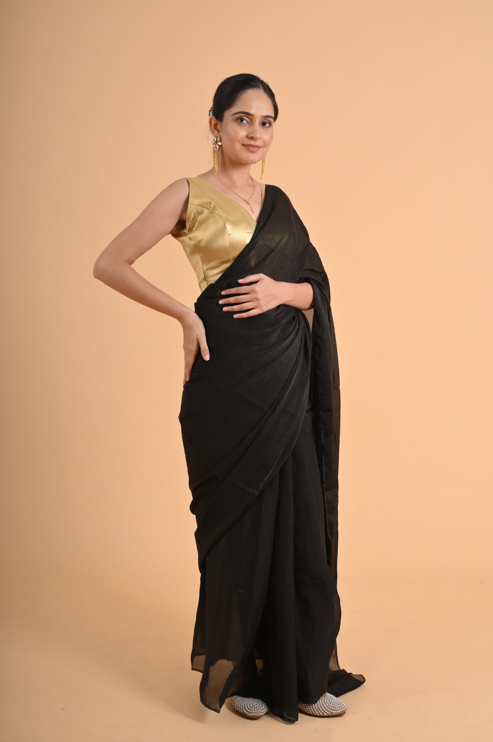 PURE BANARASI(V NECK) +COSMOS SAREE