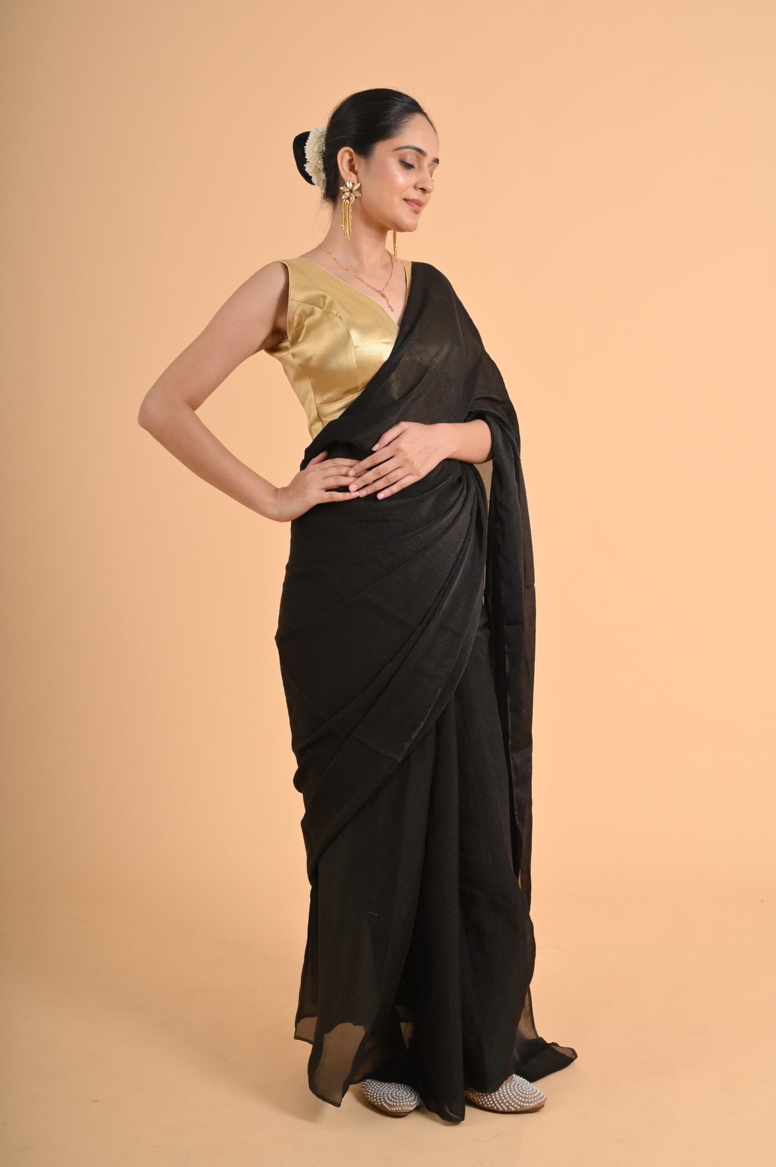 PURE BANARASI(V NECK) +COSMOS SAREE - Image 3