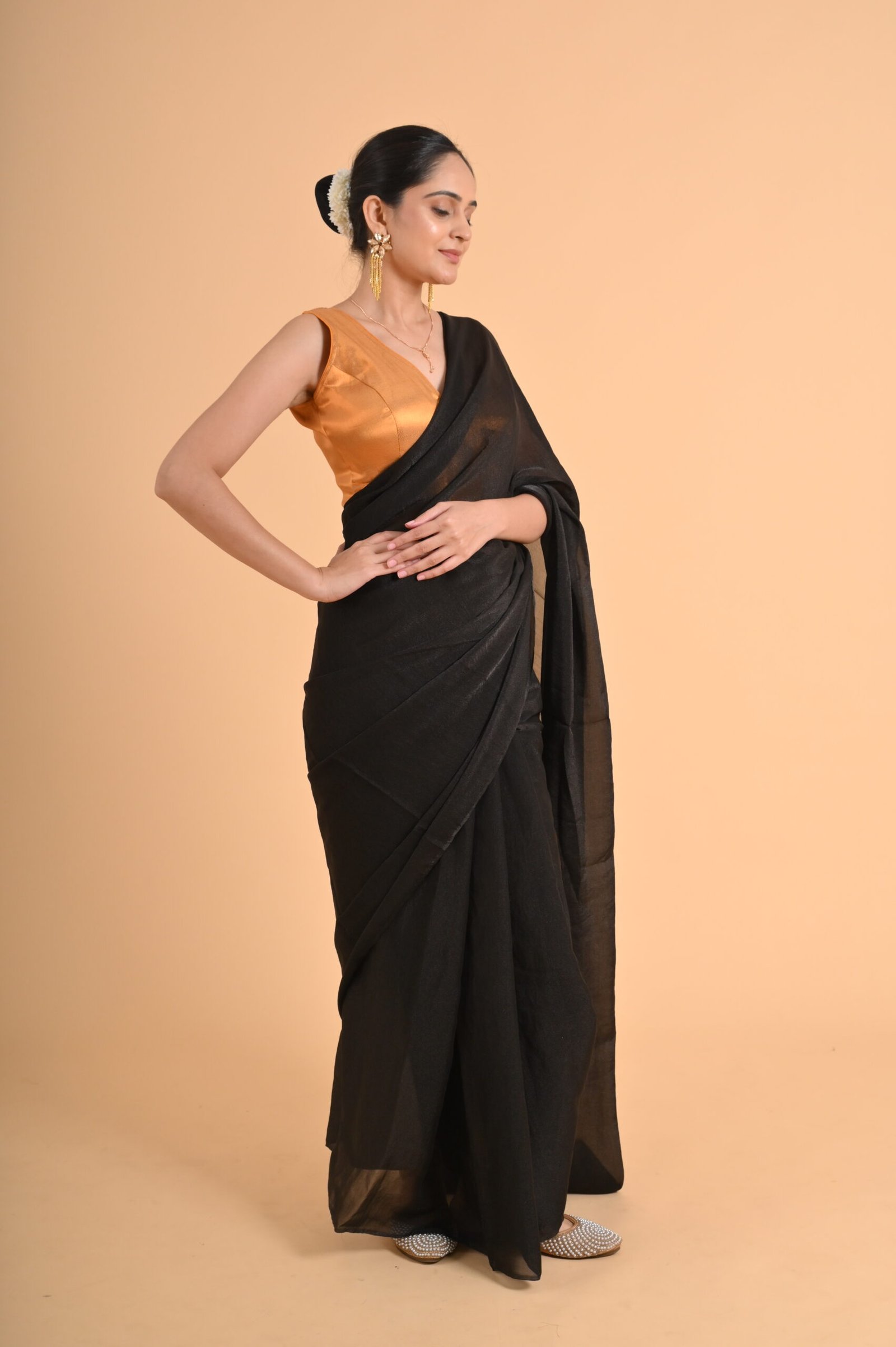 PURE BANARASI(V NECK) +COSMOS SAREE - Image 3
