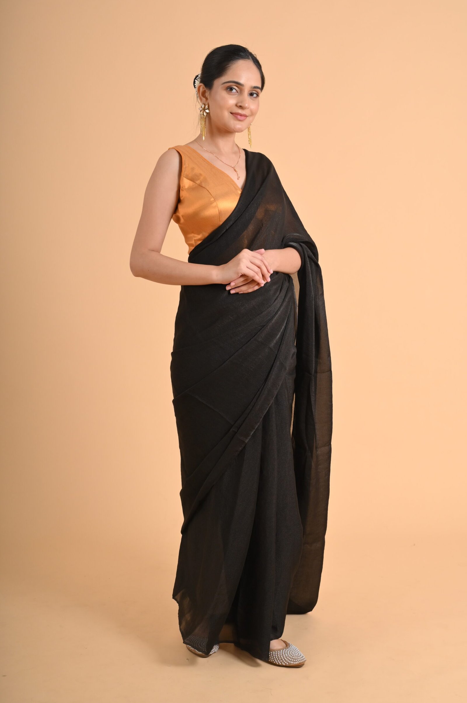 PURE BANARASI(V NECK) +COSMOS SAREE - Image 4